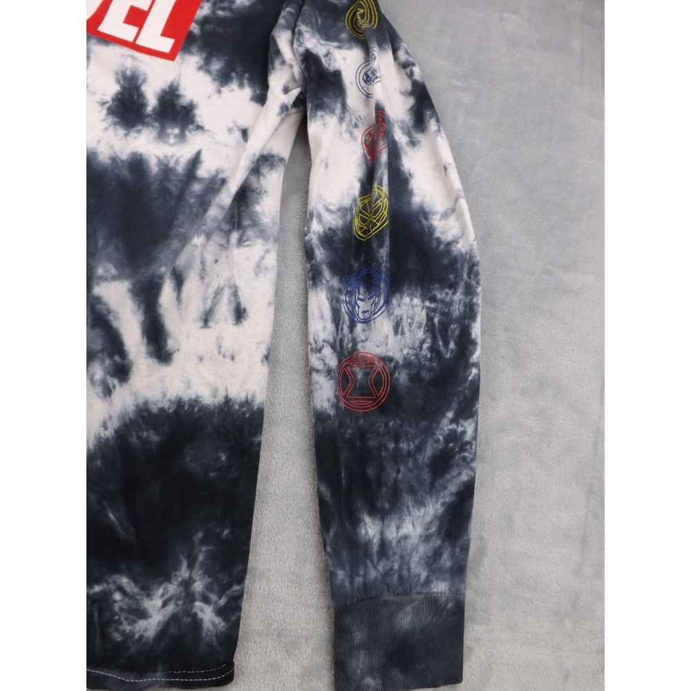 Marvel Tie Dye Long Sleeve Shirt Men's Size M Black/White/Multi Super Heroes - Picture 3 of 16